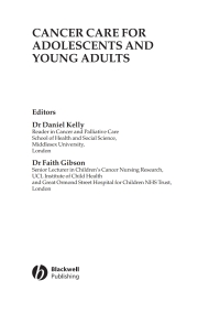 صورة الغلاف: Cancer Care for Adolescents and Young Adults 1st edition 9781405130943
