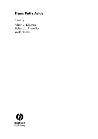 Cover image: Trans Fatty Acids 1st edition 9781405156912