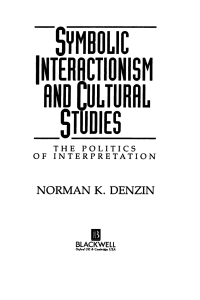 Cover image: Symbolic Interactionism and Cultural Studies 1st edition 9781557862914