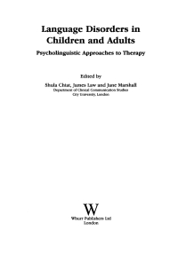 Cover image: Language Disorders in Children and Adults: Psycholinguistic Approaches to Therapy 1st edition 9781861560148