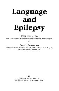 Imagen de portada: Language and Epilepsy 1st edition 9781861563125