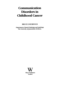 Cover image: Communication Disorders in Childhood Cancer 1st edition 9781861561152