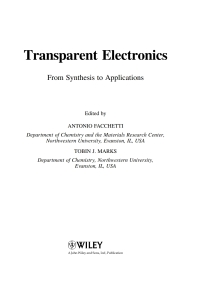 Cover image: Transparent Electronics 1st edition 9780470990773