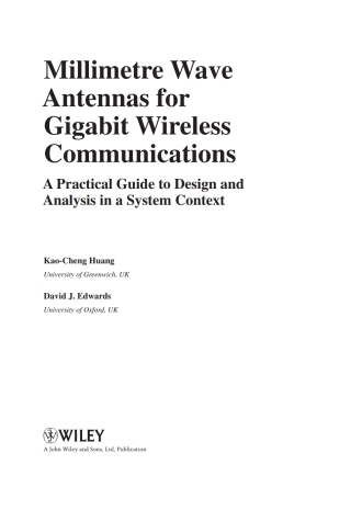 Cover image: Millimetre Wave Antennas for Gigabit Wireless Communications 1st edition 9780470515983