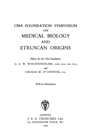 صورة الغلاف: Medical Biology and Etruscan Origins 1st edition 9780470714768