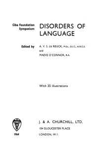 Cover image: Disorders of Language 1st edition 9780470714812