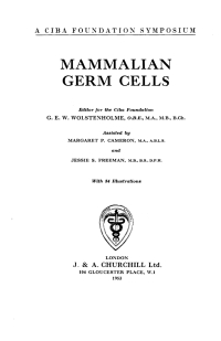 Cover image: Mammalian Germ Cells 1st edition 9780470718841