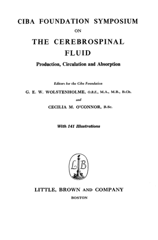 Immagine di copertina: The Cerebrospinal: Fluid - Production, Circulation and Absorption 1st edition 9780470722503