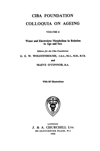 Cover image: Water and Electrolyte Metabolism in Relation to Age and Sex, Volumr 4 1st edition 9780470722541