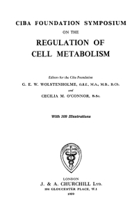 Cover image: Regulation of Cell Metabolism 1st edition 9780470722589