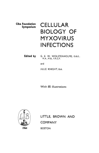 Cover image: Cellular Biology of Myxovirus Infections 1st edition 9780470722800