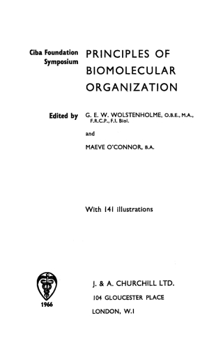 Cover image: Principles of Biomolecular Organization 1st edition 9780470722886