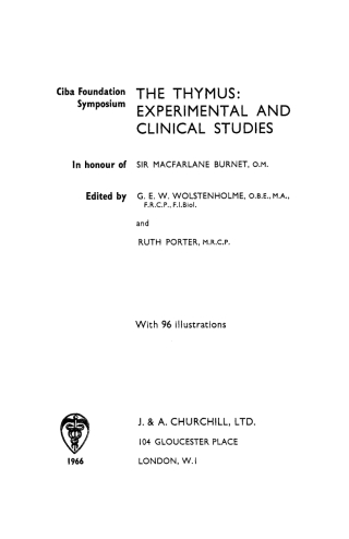 Cover image: The Thymus 1st edition 9780470719466
