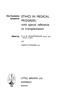 صورة الغلاف: Ethics in medical Progress: With Special Reference to Transplantation 1st edition 9780470719480