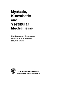 Imagen de portada: Myotatic, Kinesthetic and Vestibular Mechanisms 1st edition 9780470662618