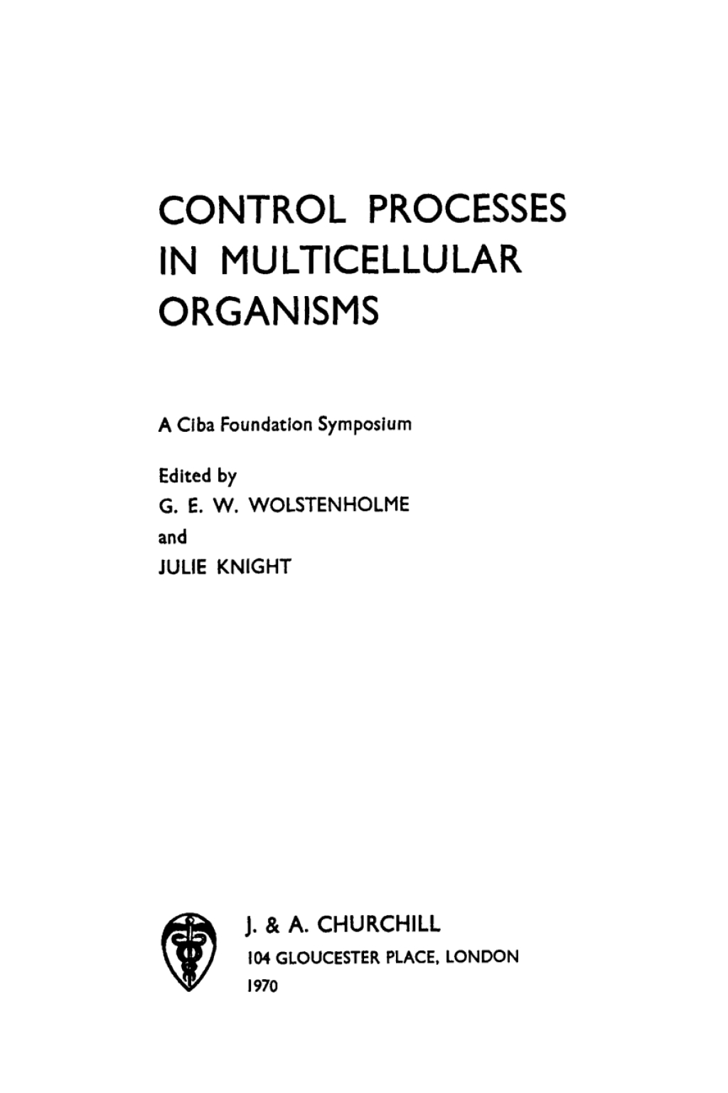 Control Processes in Multicellular Organisms 1st Edition
