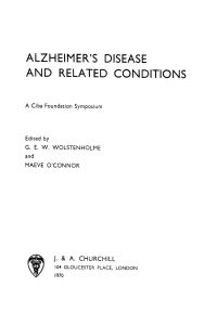 Cover image: Alzheimer's Disease and Related Conditions 1st edition 9780470719749