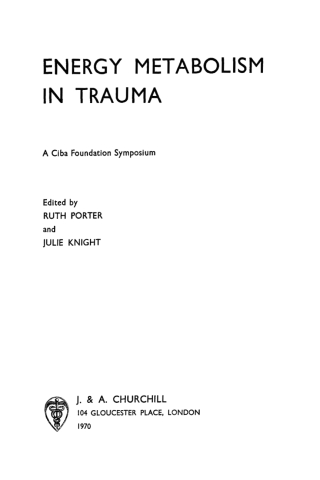 Imagen de portada: Energy Metabolism in Trauma 1st edition 9780470662823