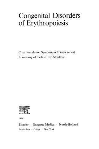 Immagine di copertina: Congenital Disorders of Erythropoiesis 1st edition 9780470720196