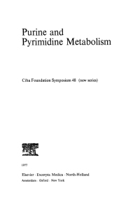 Cover image: Purine and Pyrimidine Metabolism 1st edition 9780470663400