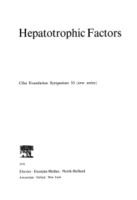 Imagen de portada: Hepatotrophic Factors 1st edition 9780470663455