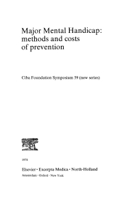 Cover image: Major Mental Handicap: Methods and Costs of Prevention 1st edition 9780470663493