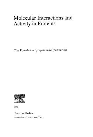 Cover image: Molecular Interactions and Activity in Proteins 1st edition 9780470663509