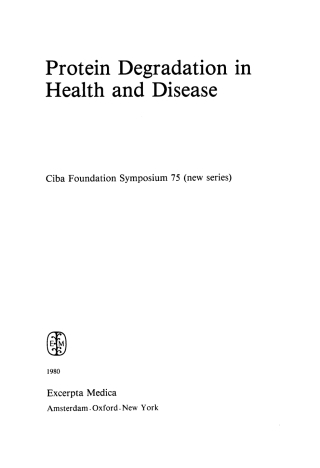 صورة الغلاف: Protein Degradation in Health and Disease 1st edition 9780470663868