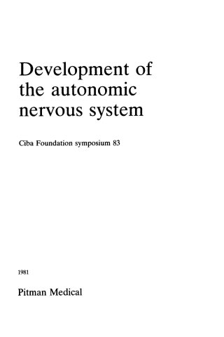Imagen de portada: Development of the Autonomic Nervous System 1st edition 9780470663936