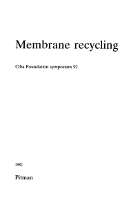 Cover image: Membrane Recycling 1st edition 9780470720745