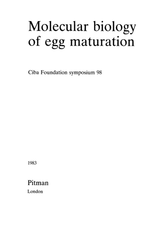 Imagen de portada: Molecular Biology of Egg Maturation 1st edition 9780470664162