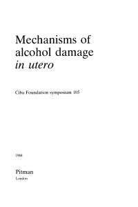 Cover image: Mechanisms of Alcohol Damage in Utero 1st edition 9780470664230