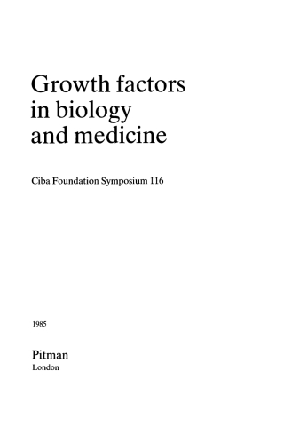 Cover image: Growth Factors in Biology and Medicine 1st edition 9780470664445