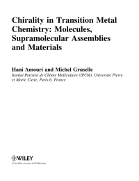 Cover image: Chirality in Transition Metal Chemistry: Molecules, Supramolecular Assemblies and Materials 1st edition 9780470060544