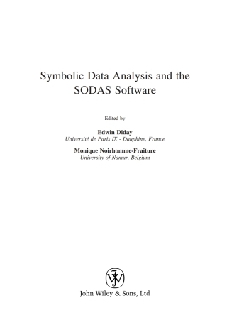صورة الغلاف: Symbolic Data Analysis and the SODAS Software 1st edition 9780470018835