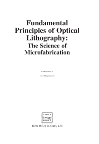 Cover image: Fundamental Principles of Optical Lithography: The Science of Microfabrication 1st edition 9780470727300