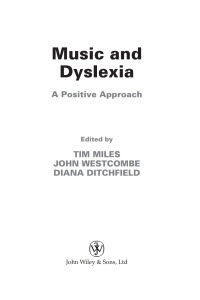 Cover image: Music and Dyslexia 1st edition 9780470065587