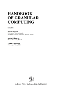 Cover image: Handbook of Granular Computing 1st edition 9780470035542