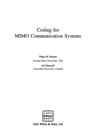 صورة الغلاف: Coding for MIMO Communication Systems 1st edition 9780470028094