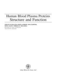 Omslagafbeelding: Human Blood Plasma Proteins: Structure and Function 1st edition 9780470016749