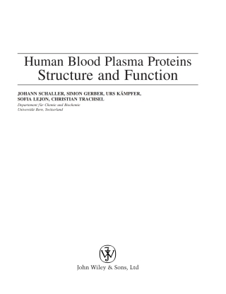 صورة الغلاف: Human Blood Plasma Proteins: Structure and Function 1st edition 9780470016749