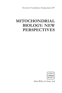 Omslagafbeelding: Mitochondrial Biology 1st edition 9780470066577