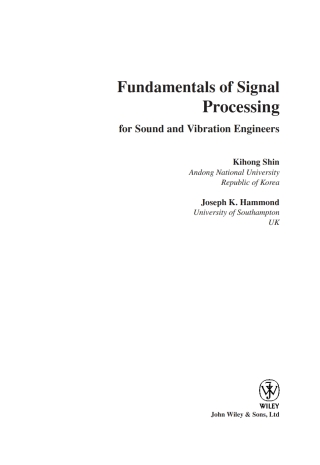 Titelbild: Fundamentals of Signal Processing for Sound and Vibration Engineers 1st edition 9780470511886