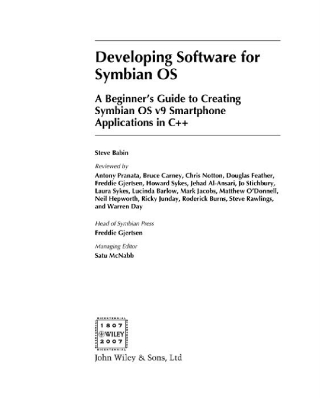 Developing Software for Symbian OS  2nd Edition eBook