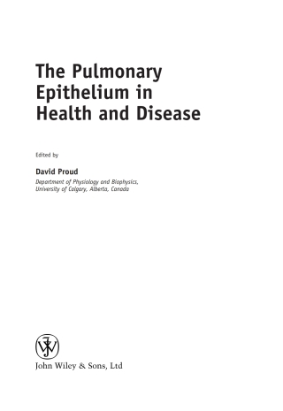 Cover image: The Pulmonary Epithelium in Health and Disease 1st edition 9780470059517