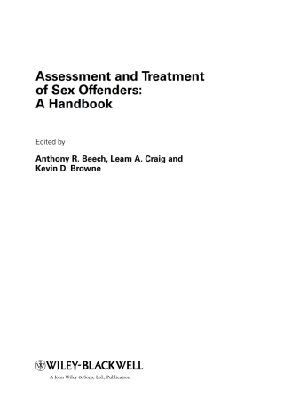 Imagen de portada: Assessment and Treatment of Sex Offenders: A Handbook 1st edition 9780470018996