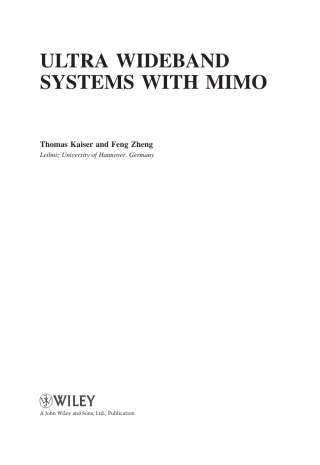 Titelbild: Ultra Wideband Systems with MIMO 1st edition 9780470712245