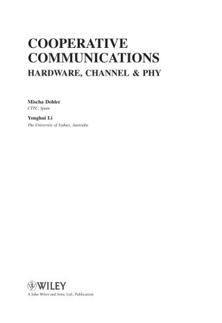 Imagen de portada: Cooperative Communications: Hardware, Channel and PHY 1st edition 9780470997680