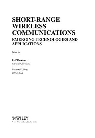 Cover image: Short-Range Wireless Communications 1st edition 9780470699959
