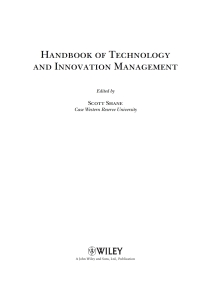 Cover image: The Handbook of Technology and Innovation Management 1st edition 9781405127912